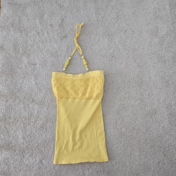 Yellow Tube top with beaded halter - Picture 4 of 5
